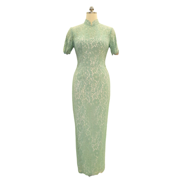 Dusty Mint Green Lace Cheongsam