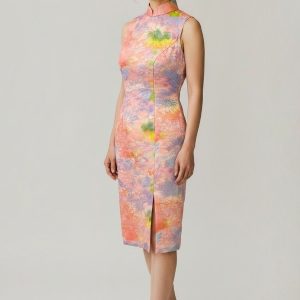 Rainbow Organza Floral Cocktail Cheongsam